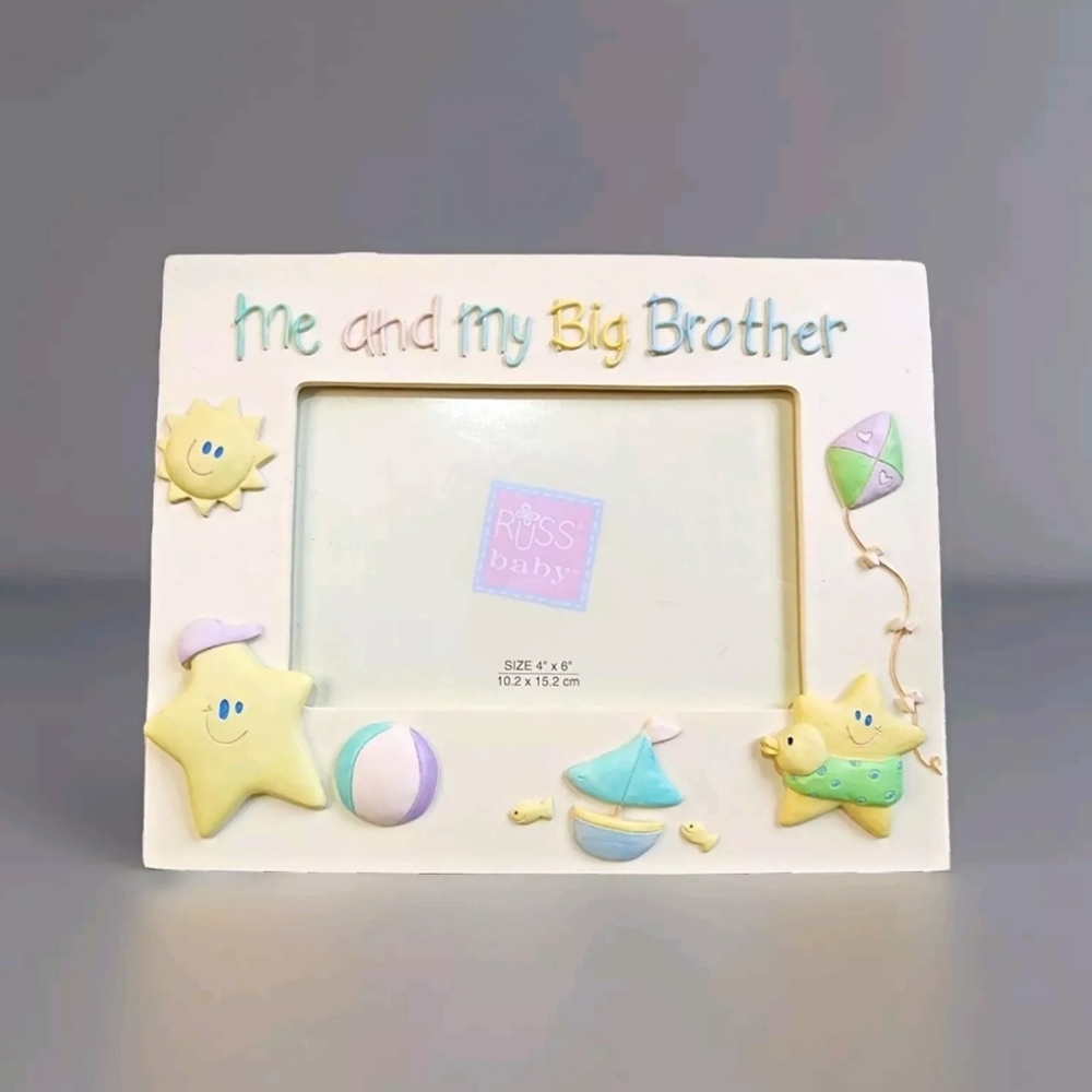 Vintage Russ Baby Picture Frame 3D Sun and Stars - Me and My Big Brother